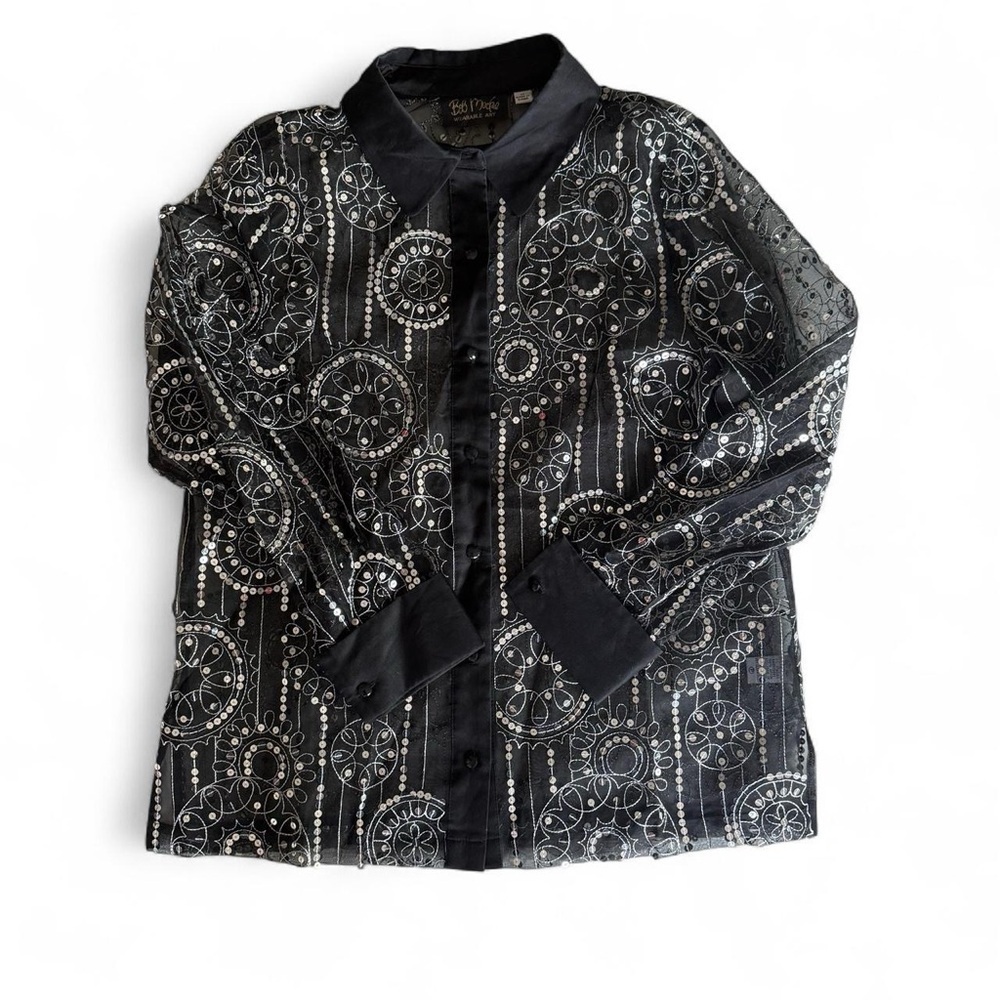 Bob Mackie Black and Silver Blouse - Picture 5 of 6